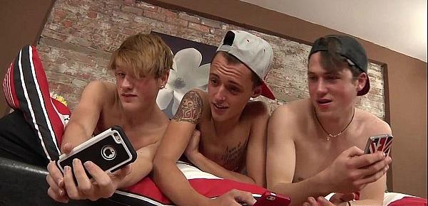  Horny twinks in a threesome of cock sucking and ass fucking